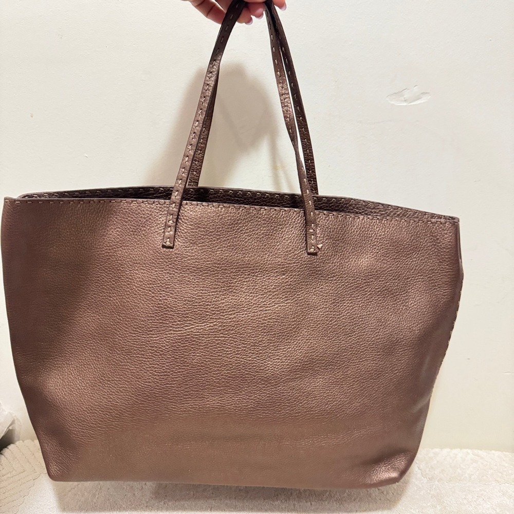 Fendi Selleria Women's Bronze Metallic Leather Large Tote Bag Serial 49-19132